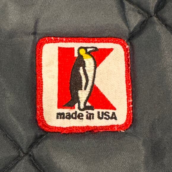 K-Brand Penguin Quilted Jacket Men’s L Gray Nylon Bomber USA Made - Picture 5 of 7